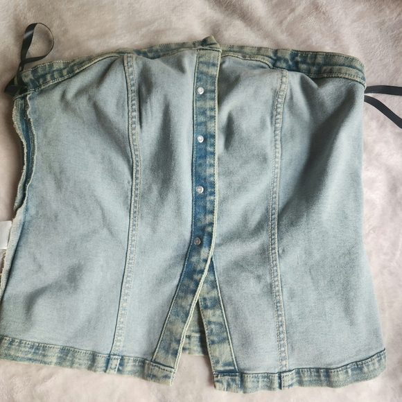 H&M denim bandeau/strapless top sz L BNWT - Picture 7 of 15